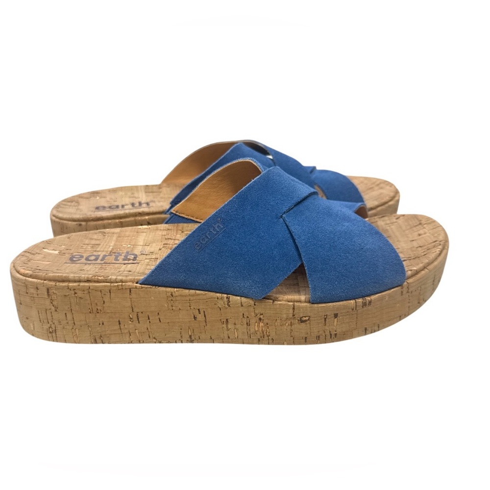 Earth Scout Platform Women's Blue Sandals Size 8.5